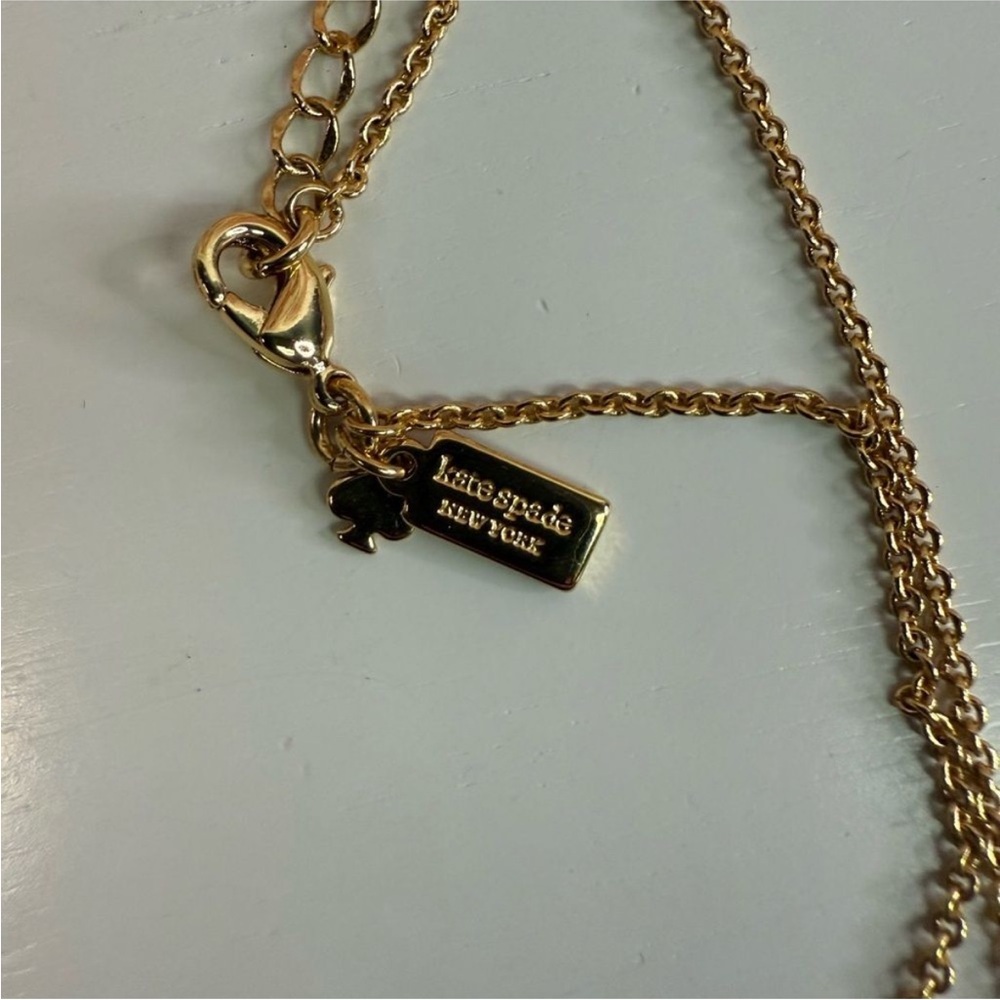 Kate Spade Red Confetti Glitter Cause a Stir Square Pendant Necklace - Picture 2 of 3
